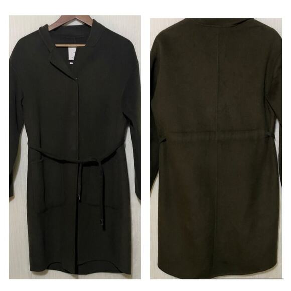 MNG · Small · Wool Blend · Belted Long Coat · Button Front · Olive Green - Picture 9 of 9